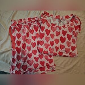 Posh Peanut womans short sleeve scoop shirt loungewear Pink Hearts Size XL